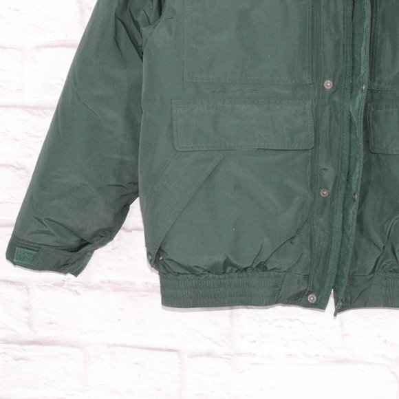 LL BEAN Green Fleece Neck Goose Down Parka Hood Winter Coat Jacket Size XL - Picture 3 of 9